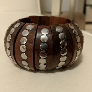 Vintage Studded Wood Bracelet